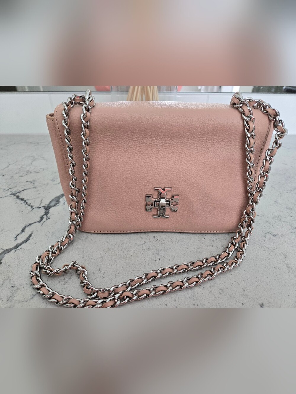 Tory Burch Pink Leather Chain Purse
